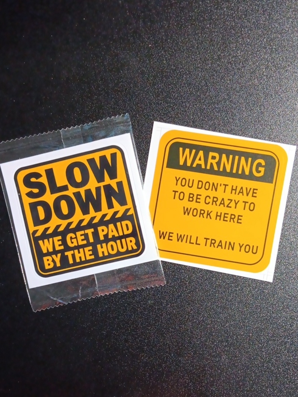 2 Novelty Stickers -  Yellow